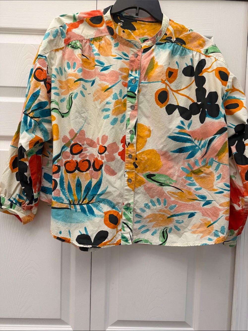 Anthropologie Multicolor Floral Button-Front Blouse. - Picture 2 of 8